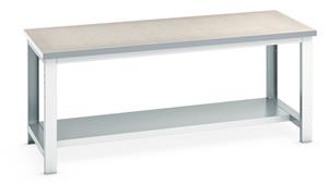 Bott Lino Top Workbench with Half Shelf - 2000Wx900Dx840mmH Benches with Half Depth Shelf 41004039 